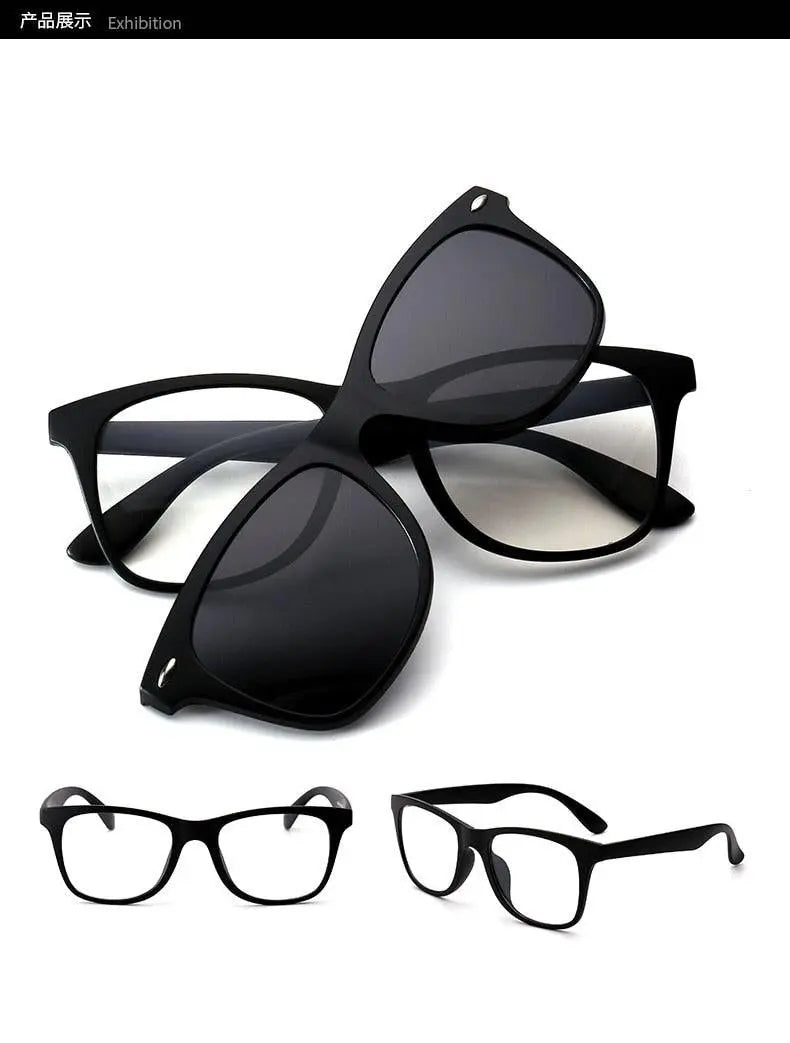 Men's Square Full Rim TR90 Clip-On Prescription Glasses 2208 — view 10 | Rx Spectacle