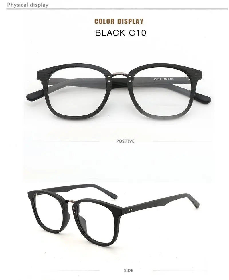 Unisex Round Full Rim Wood Prescription Glasses Hb029 — view 18 | Rx Spectacle