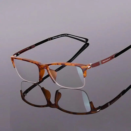 Men's Square Semi-Rimless TR90 Prescription Glasses — view 1 | Rx Spectacle