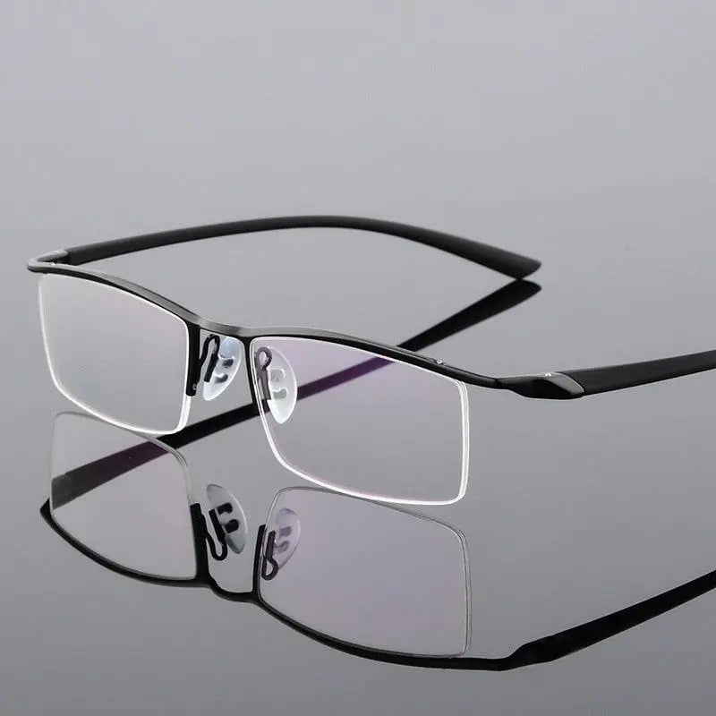 Men's Browline Semi-Rimless Alloy Prescription Glasses P8190 — view 10 | Rx Spectacle