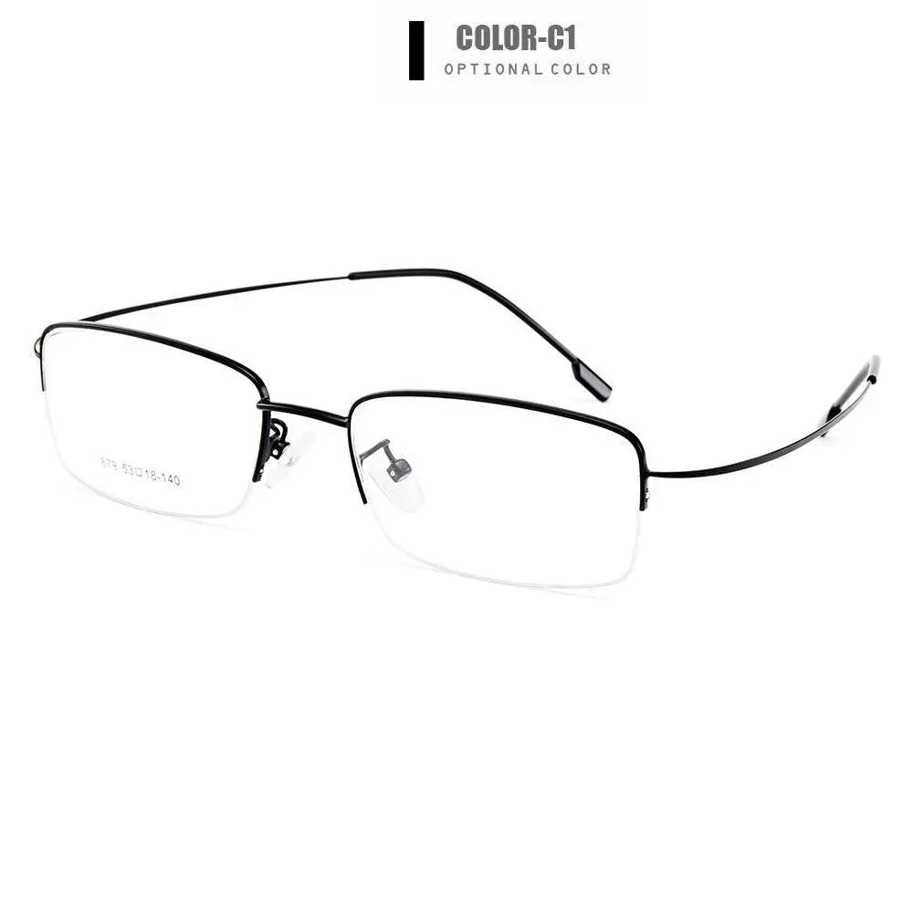 Men's Semi-Rimless Titanium Prescription Glasses Y879 — view 3 | Rx Spectacle
