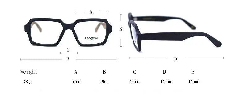 Unisex Square Full Rim Acetate Oversized Prescription Glasses Ps9019 — view 10 | Rx Spectacle