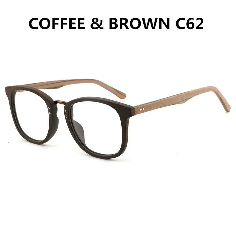Unisex Round Full Rim Wood Prescription Glasses Hb029 — view 3 | Rx Spectacle