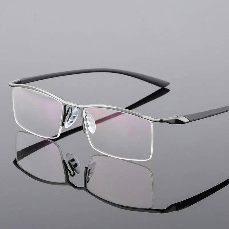 Men's Browline Semi-Rimless Alloy Prescription Glasses P8190 — view 2 | Rx Spectacle