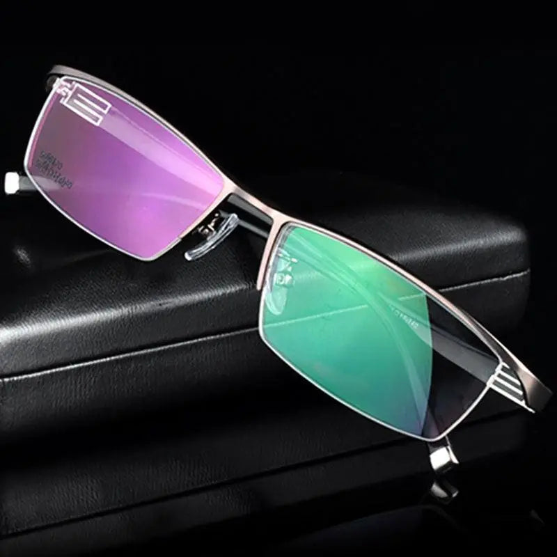 Men's Rectangular Semi-Rimless Titanium Prescription Glasses 56170 — view 2 | Rx Spectacle