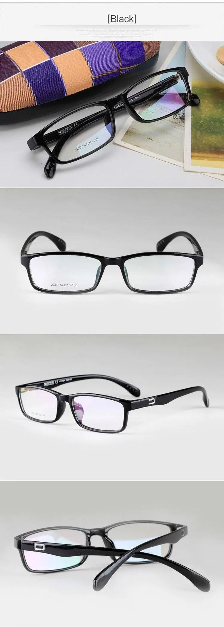 Unisex Square Full Rim TR90 Prescription Glasses 2300 — view 13 | Rx Spectacle