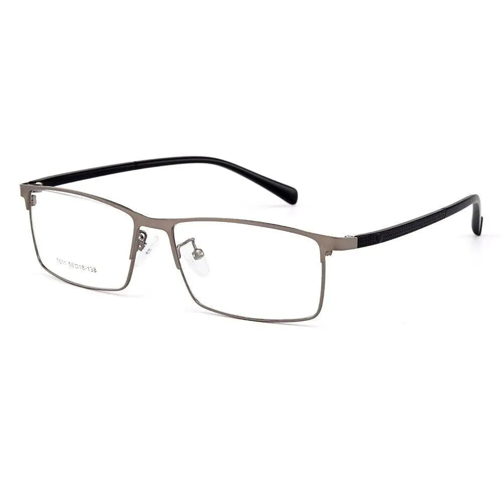 Men's Square Semi-Rimless Titanium Prescription Glasses Y7011 — view 6 | Rx Spectacle