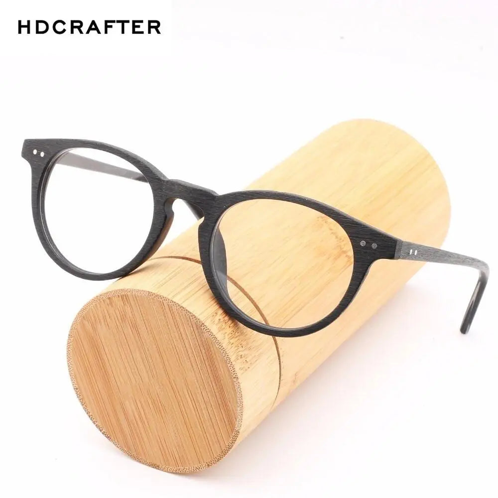 Unisex Round Full Rim Wood Prescription Glasses Lhb030 — view 7 | Rx Spectacle