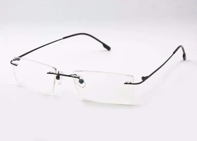Unisex Square Rimless Titanium Prescription Glasses R522 — view 12 | Rx Spectacle