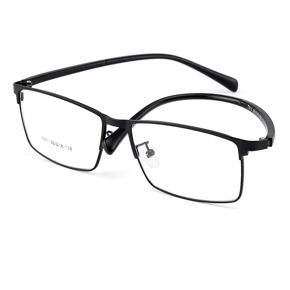 Men's Square Semi-Rimless Titanium Prescription Glasses Y7011 — view 8 | Rx Spectacle