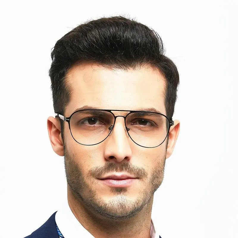 Men's Round Full Rim Alloy Double Bridge Prescription Glasses — view 6 | Rx Spectacle