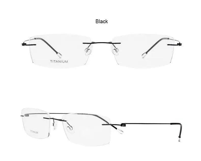 Unisex Rectangular Rimless Titanium Prescription Glasses P8361 — view 16 | Rx Spectacle