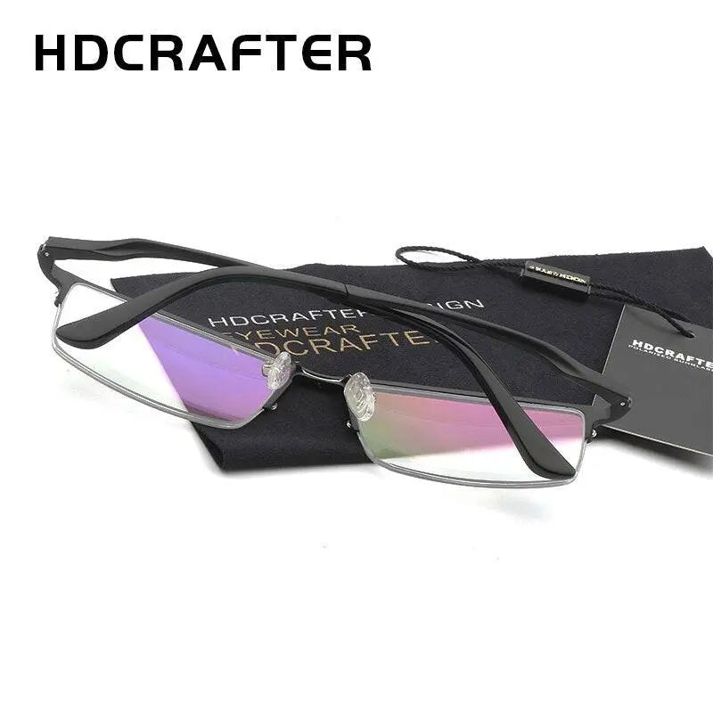 Men's Rectangular Semi-Rimless Alloy Prescription Glasses Lp6263 — view 4 | Rx Spectacle