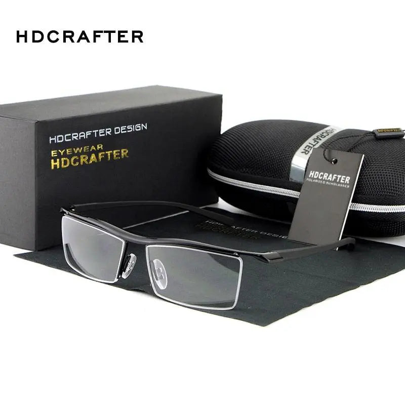 Men's Square Semi-Rimless Acetate Prescription Glasses E004 — view 6 | Rx Spectacle
