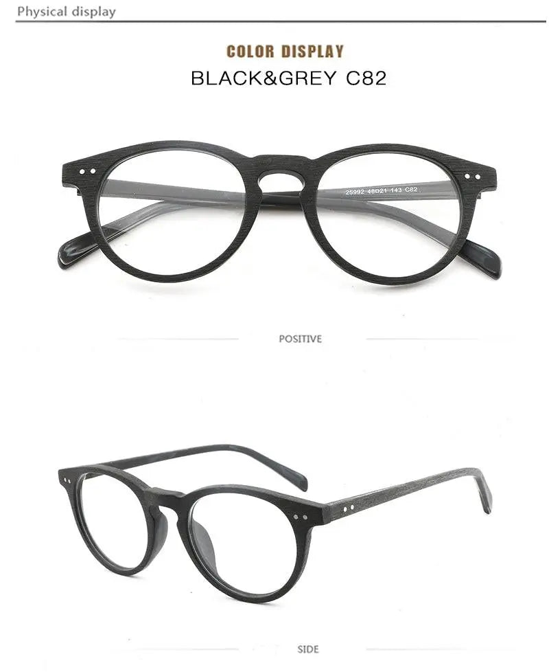 Unisex Round Full Rim Wood Prescription Glasses Lhb030 — view 19 | Rx Spectacle