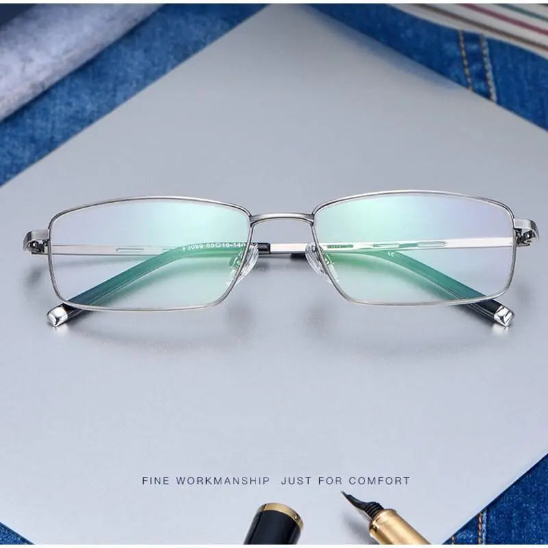 Men's Square Full Rim Alloy Prescription Glasses F3099 — view 9 | Rx Spectacle