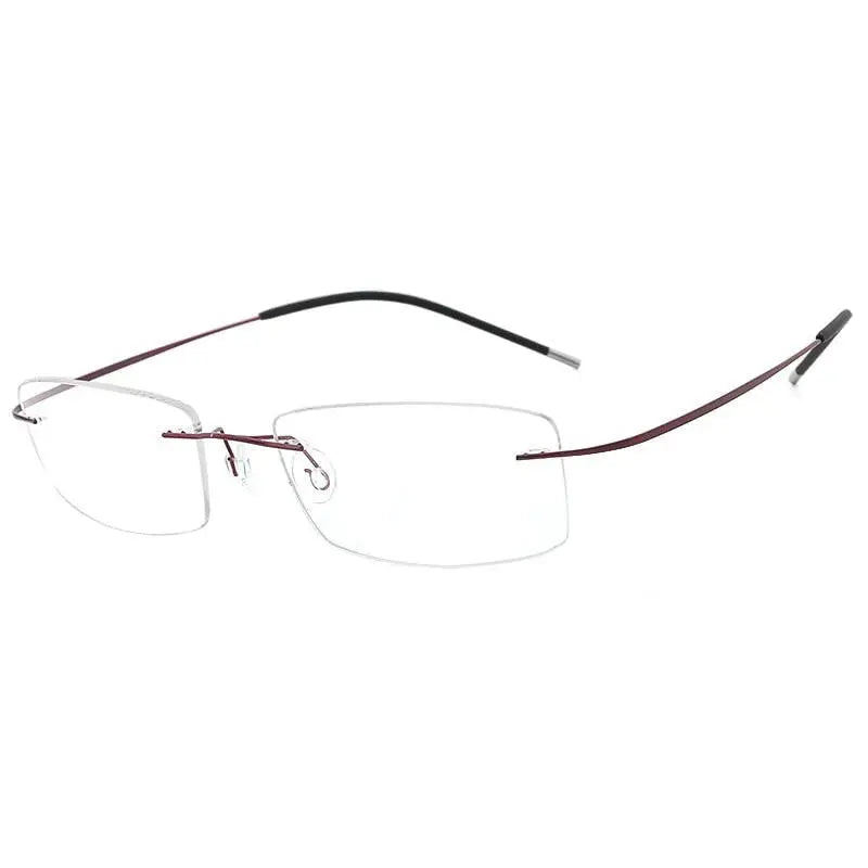 Unisex Rectangular Rimless Titanium Prescription Glasses — view 12 | Rx Spectacle