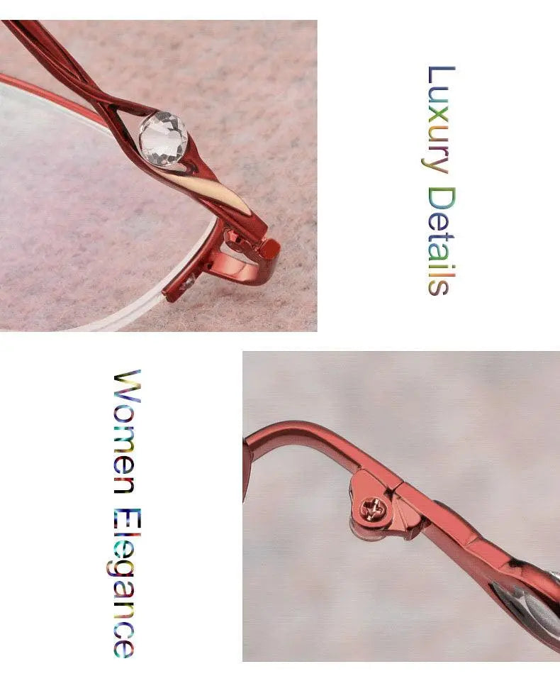 Women's Semi-Rimless Alloy Reading Glasses 3039 — view 22 | Rx Spectacle