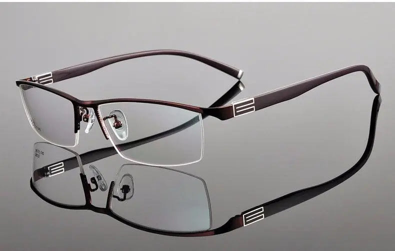 Men's Rectangular Semi-Rimless Titanium Prescription Glasses 56170 — view 14 | Rx Spectacle