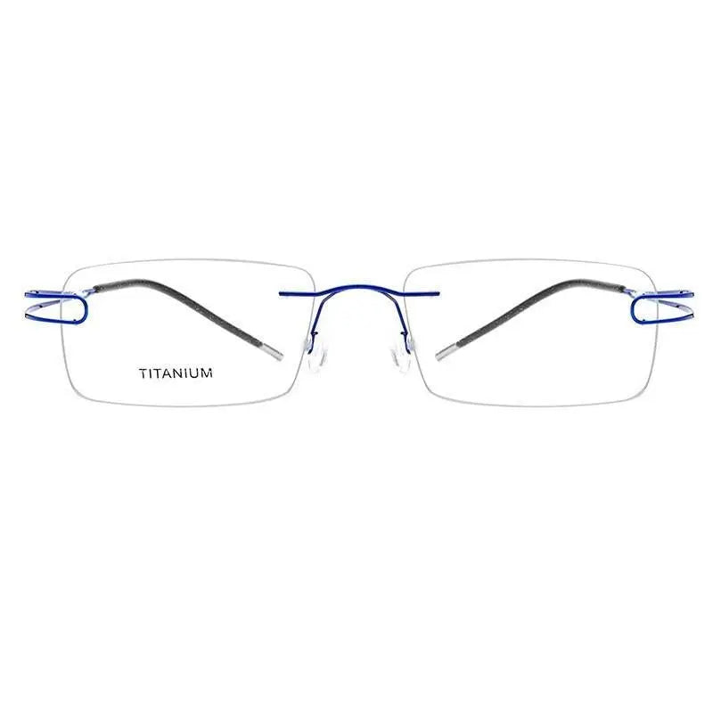 Unisex Rectangular Rimless Titanium Prescription Glasses 50003 — view 11 | Rx Spectacle