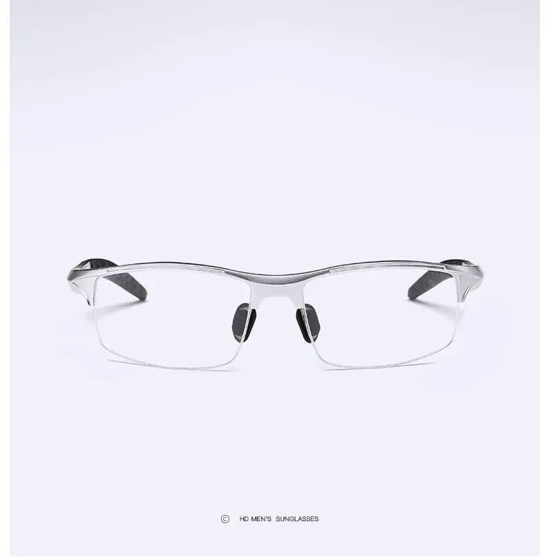 Men's Square Semi-Rimless Alloy Prescription Glasses L8177 — view 17 | Rx Spectacle
