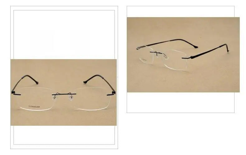 Unisex Rectangular Rimless Alloy Prescription Glasses Rw004 — view 10 | Rx Spectacle