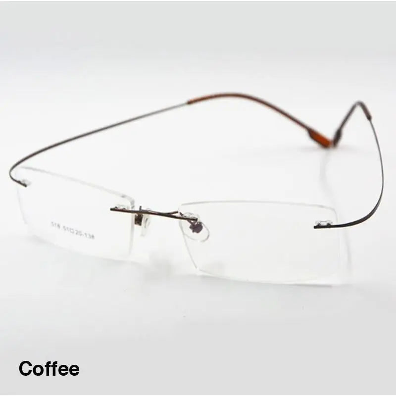 Unisex Square Rimless Titanium Prescription Glasses 2241 — view 5 | Rx Spectacle