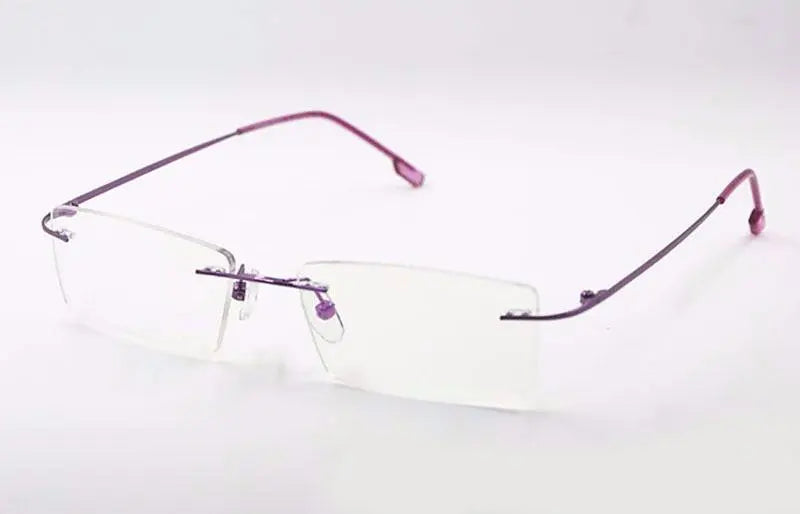 Unisex Square Rimless Titanium Prescription Glasses R522 — view 17 | Rx Spectacle