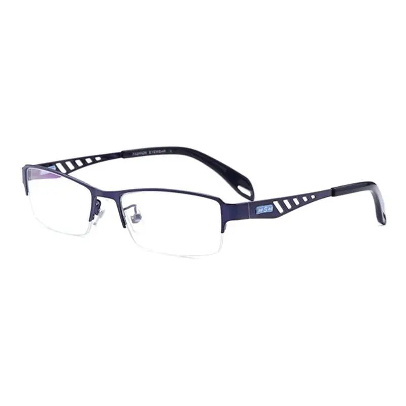 Men's Rectangular Semi-Rimless Alloy Prescription Glasses — view 3 | Rx Spectacle