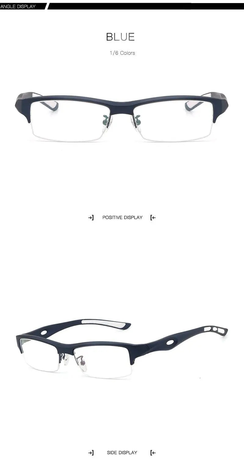 Men's Rectangular Semi-Rimless TR90 Prescription Glasses L1077 — view 14 | Rx Spectacle