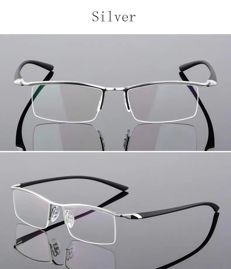 Men's Browline Semi-Rimless Alloy Prescription Glasses P8190 — view 14 | Rx Spectacle