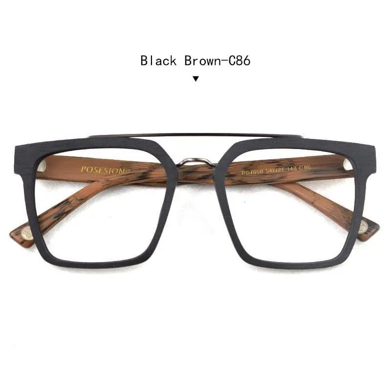 Men's Square Full Rim Wood Prescription Glasses Ps7050 — view 5 | Rx Spectacle