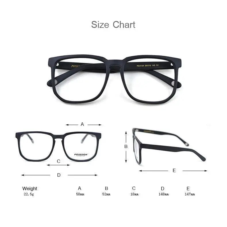 Unisex Square Full Rim Wood Oversized Prescription Glasses Ps5104 — view 8 | Rx Spectacle
