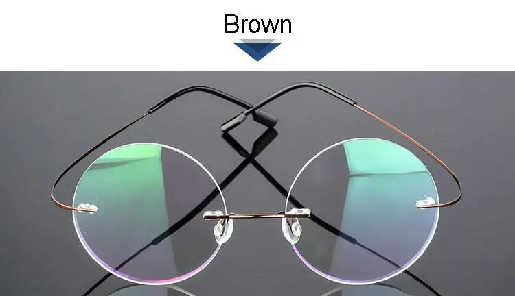 Unisex Round Rimless Alloy Prescription Glasses — view 11 | Rx Spectacle