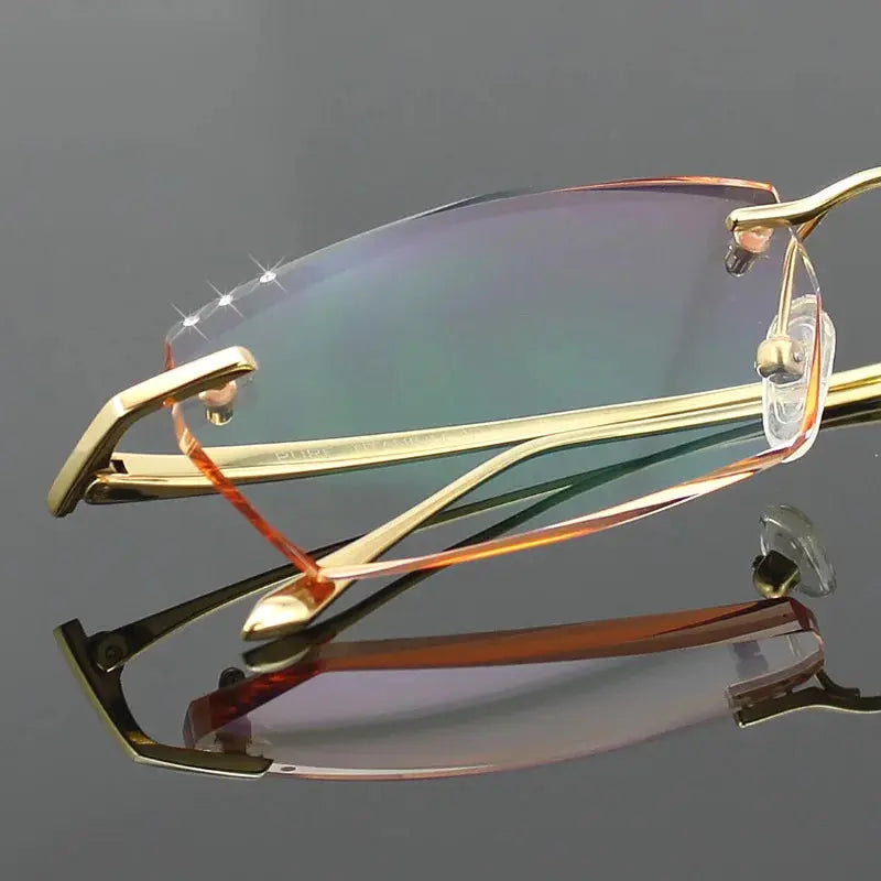 Men's Square Rimless Titanium Prescription Glasses 82077 — view 5 | Rx Spectacle