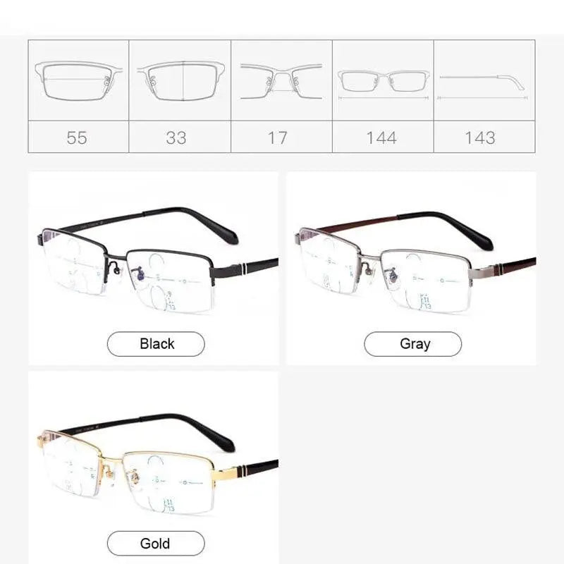Men's Semi-Rimless Titanium Reading Glasses 1688 — view 8 | Rx Spectacle
