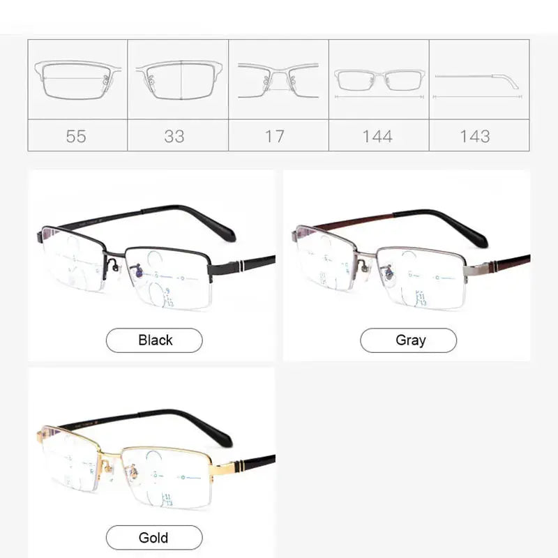 Men's Rectangular Full Rim Titanium Prescription Glasses 553317 — view 2 | Rx Spectacle