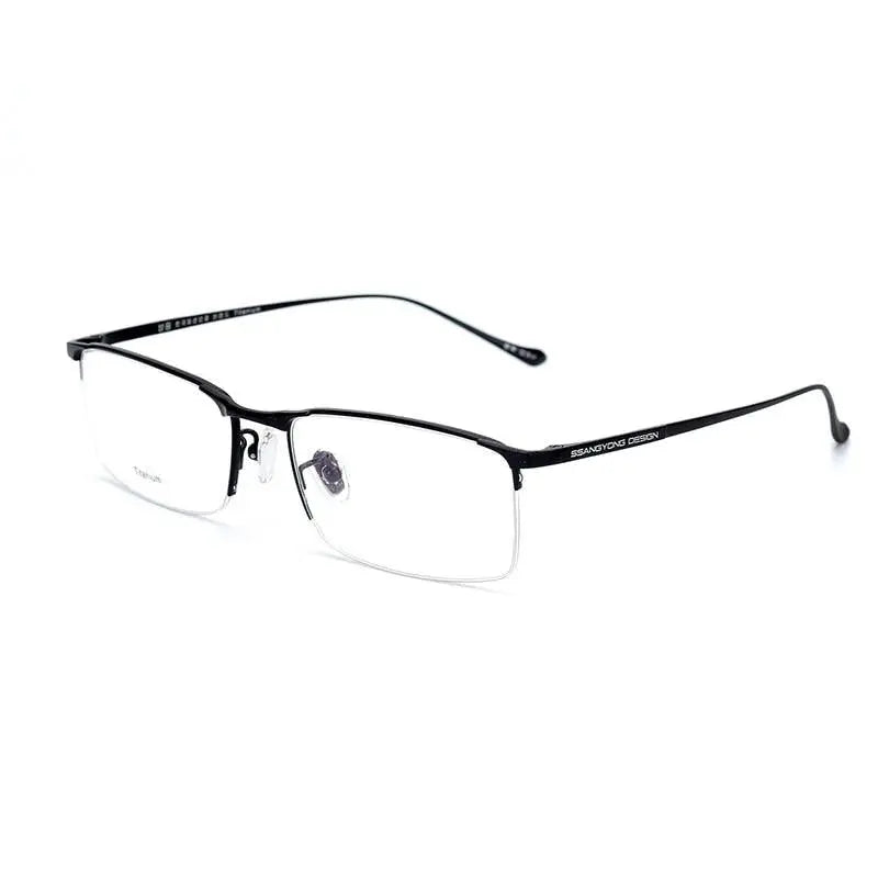 Men's Square Semi-Rimless Titanium Prescription Glasses S8803 — view 8 | Rx Spectacle