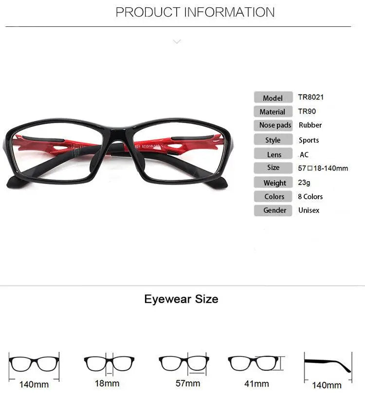 Men's Rectangular Full Rim TR90 Sports Glasses Tr8021 — view 15 | Rx Spectacle