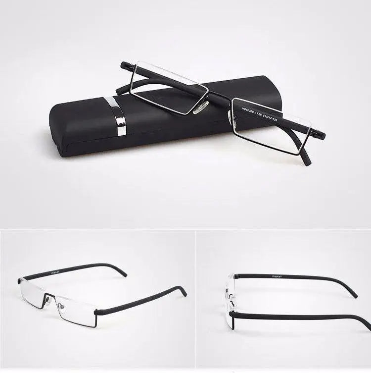 Unisex Rectangular Semi-Rimless Alloy Reading Glasses R131 — view 12 | Rx Spectacle