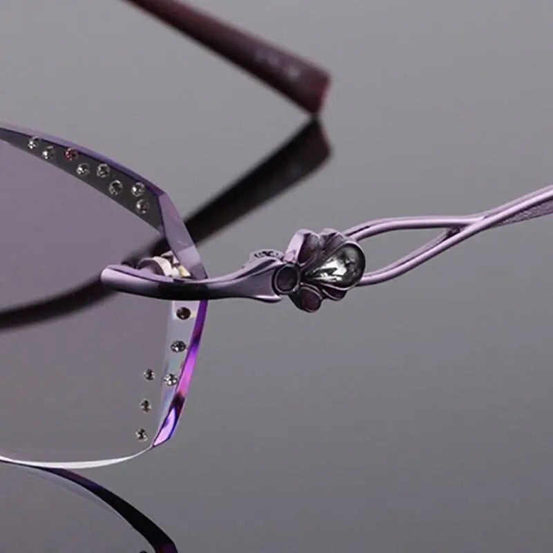 Women's Rectangular Rimless Titanium Prescription Glasses 2123 — view 5 | Rx Spectacle