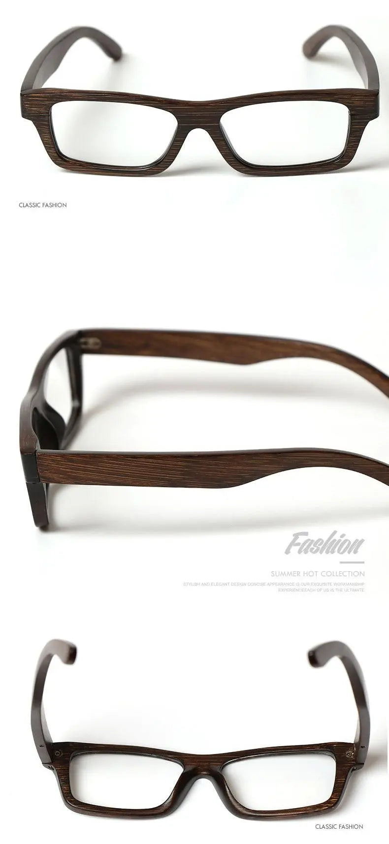 Unisex Square Full Rim Wood Prescription Glasses 56190 — view 9 | Rx Spectacle