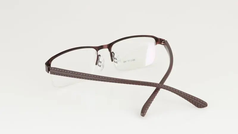 Men's Rectangular Semi-Rimless Titanium Reading Glasses 9bs — view 20 | Rx Spectacle