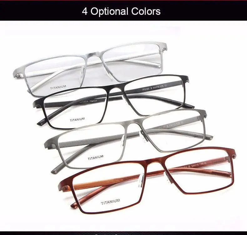 Men's Square Full Rim Titanium Prescription Glasses P8184 — view 9 | Rx Spectacle