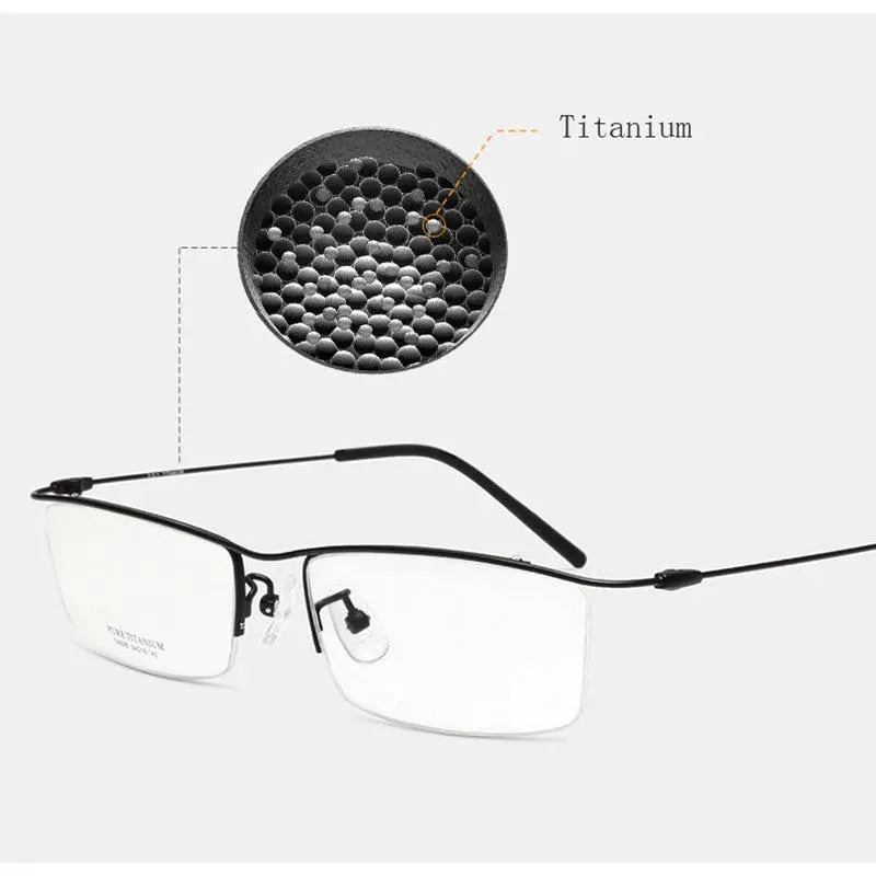Men's Browline Semi-Rimless Titanium Prescription Glasses 6688 — view 2 | Rx Spectacle