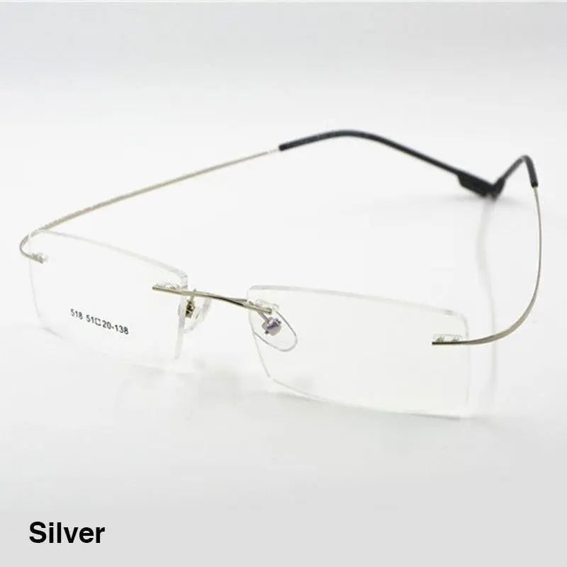 Unisex Square Rimless Titanium Prescription Glasses 2241 — view 25 | Rx Spectacle