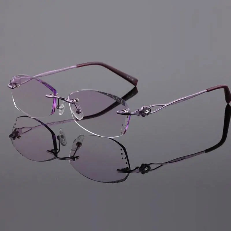 Women's Rectangular Rimless Titanium Prescription Glasses 2123 — view 7 | Rx Spectacle