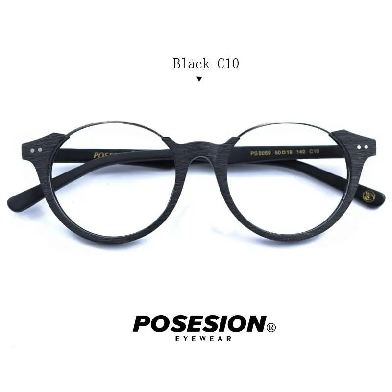 Unisex Round Full Rim Wood Prescription Glasses Ps5059 — view 6 | Rx Spectacle