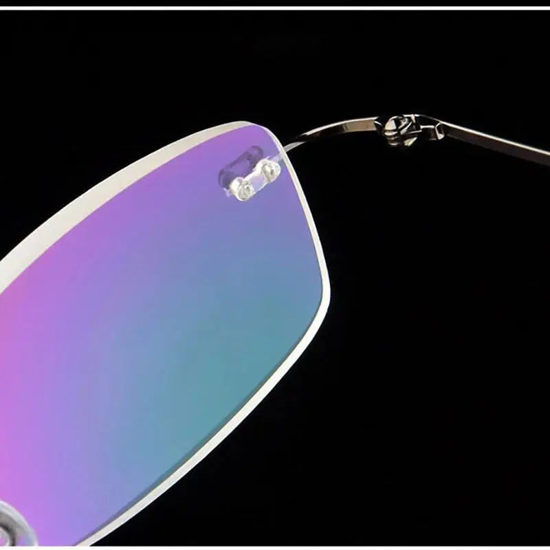 Unisex Rectangular Rimless Alloy Reading Glasses 1 — view 3 | Rx Spectacle
