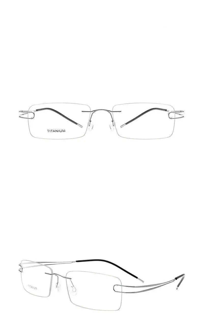 Unisex Rectangular Rimless Titanium Prescription Glasses 50003 — view 23 | Rx Spectacle
